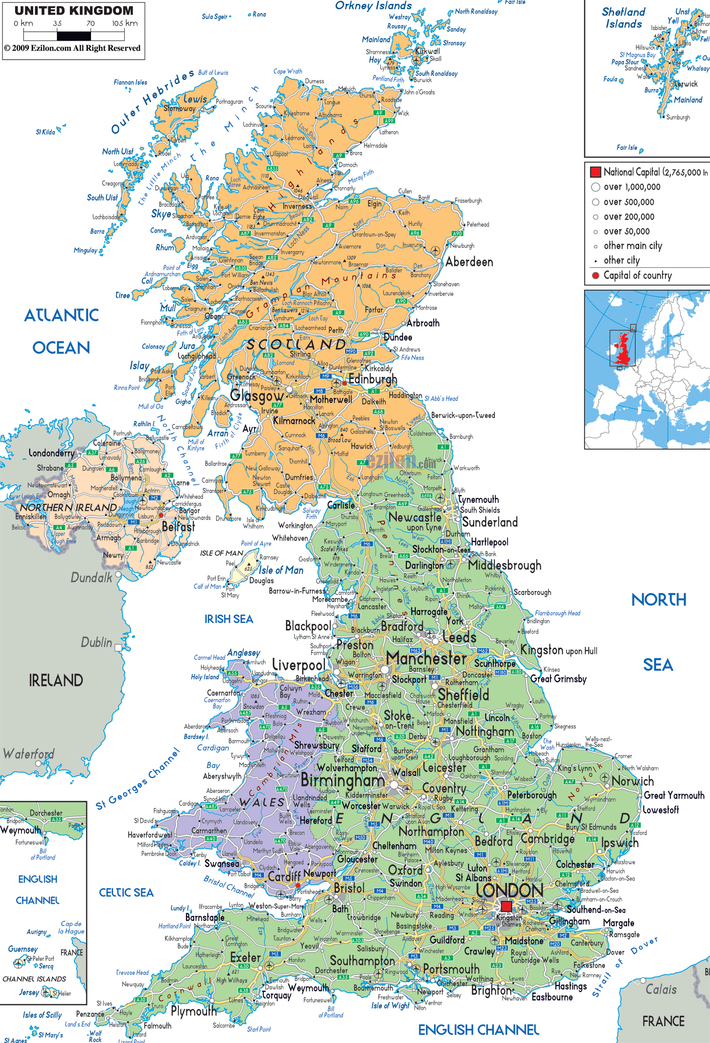 Large detailed political and administrative map of United Kingdom with