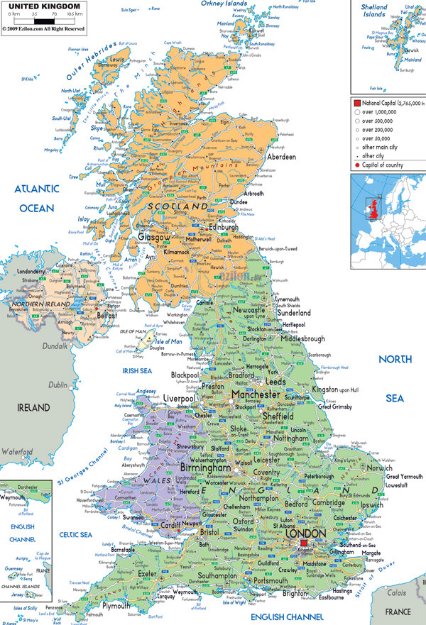 Large detailed political and administrative map of United Kingdom with all roads, cities and airports. Large detailed political and administrative map of United Kingdom with all roads, cities and airports.