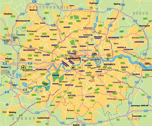 Detailed transit map of London city.