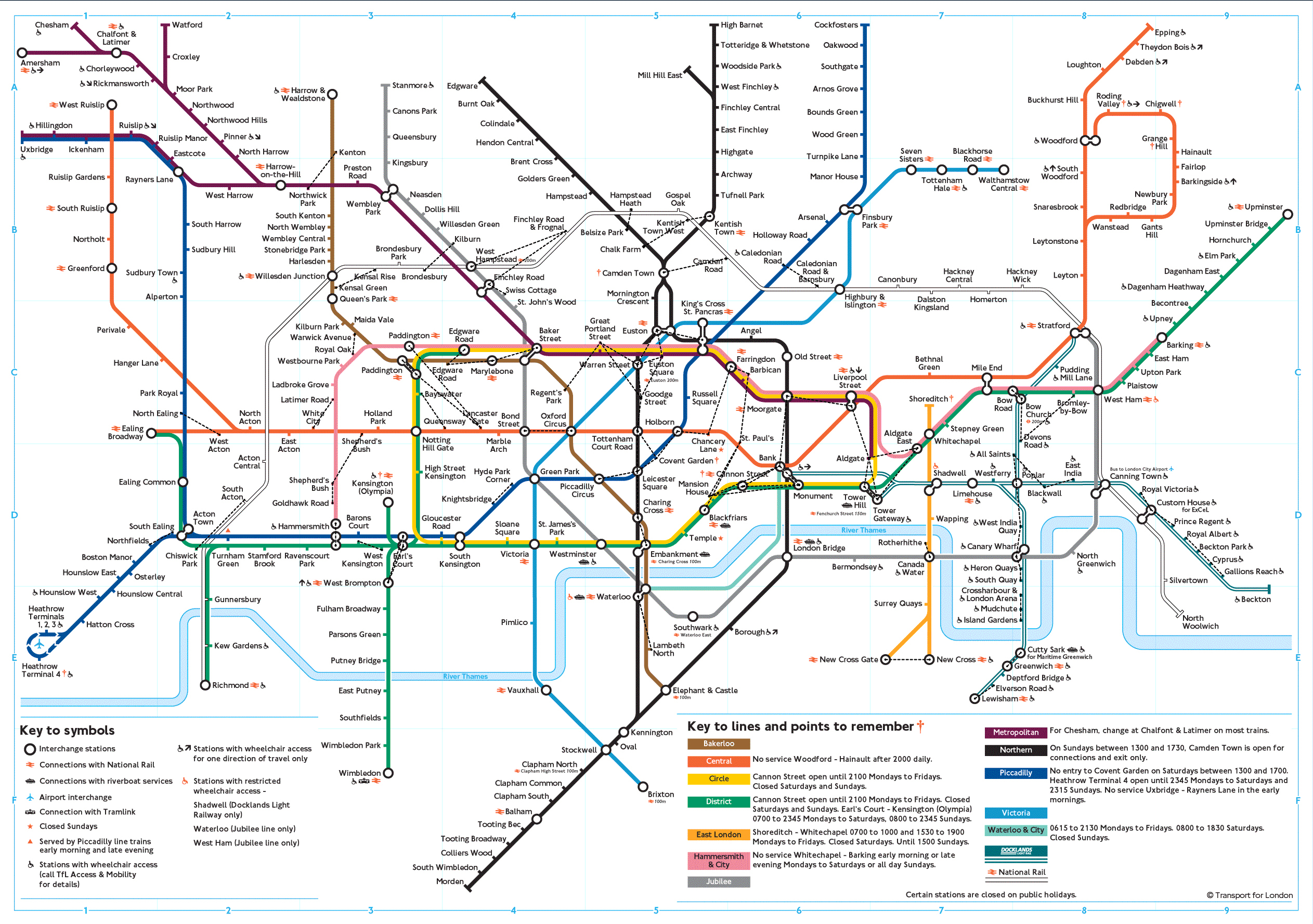 Large detailed subway map of London city. London city ...