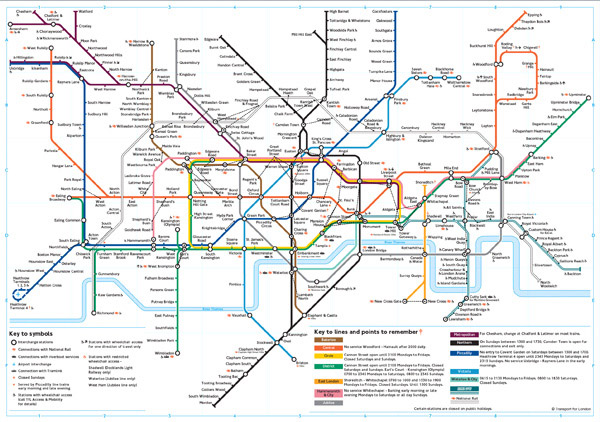 Large detailed subway map of London city.