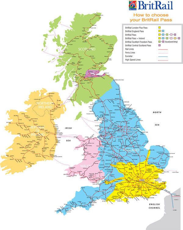 Railroads map of Great Britain. Great Britain railroads map.