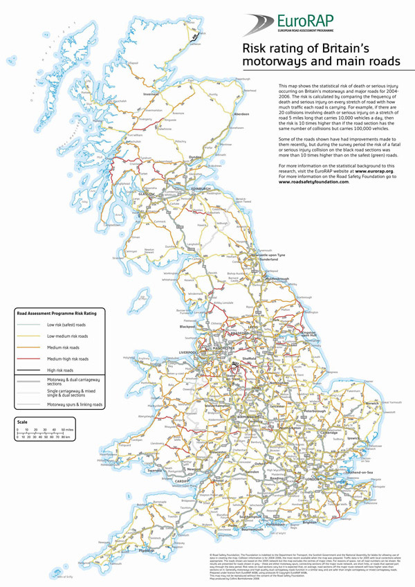 Road map of Great Britain. Great Britain road map.