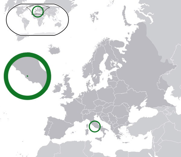 Detailed location map of Vatican city.