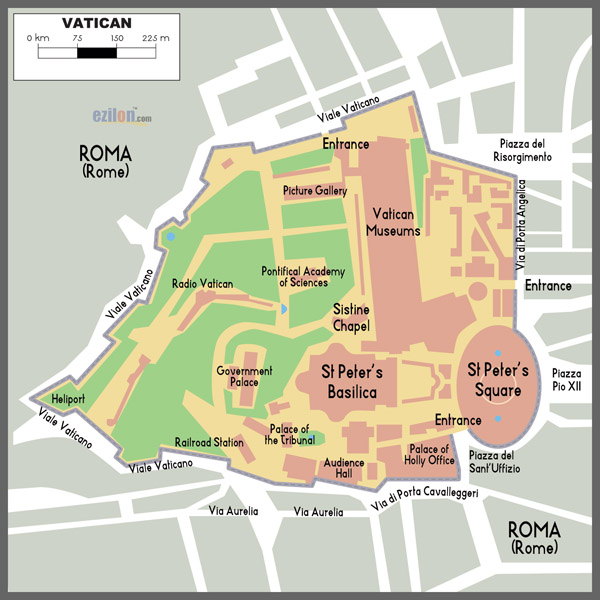 Detailed map of Vatican city. Vatican city detailed map.