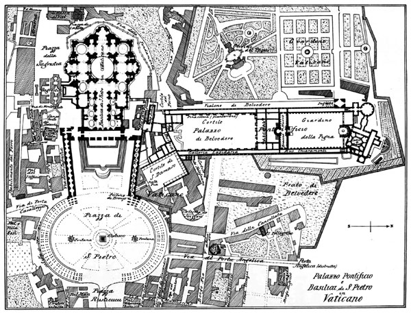 Large detailed old map of Vatican city - 1914.