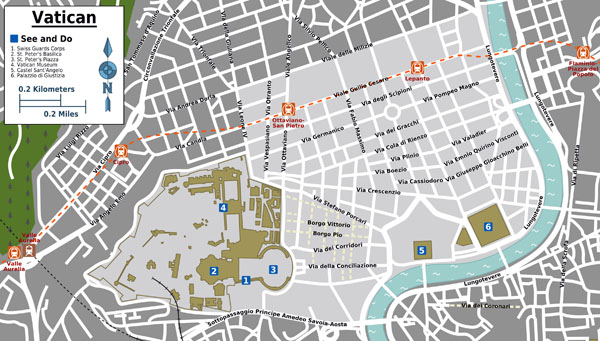 Large detailed tourist map of Vatican city.