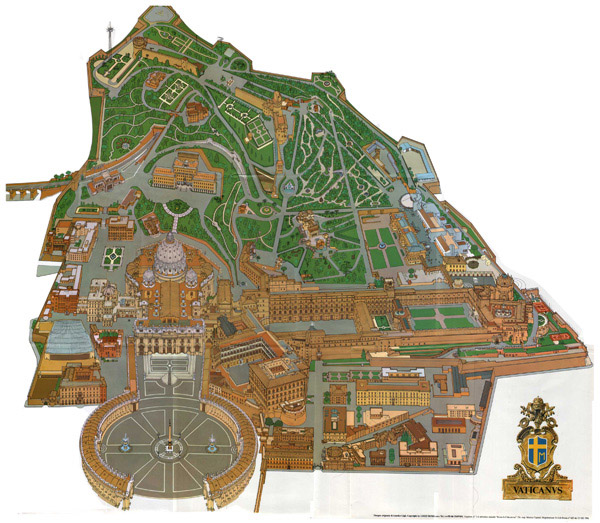 Panoramic map of Vatican. Vatican panoramic map.