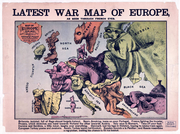 Large detailed latest war map of Europe – 1835-1875.