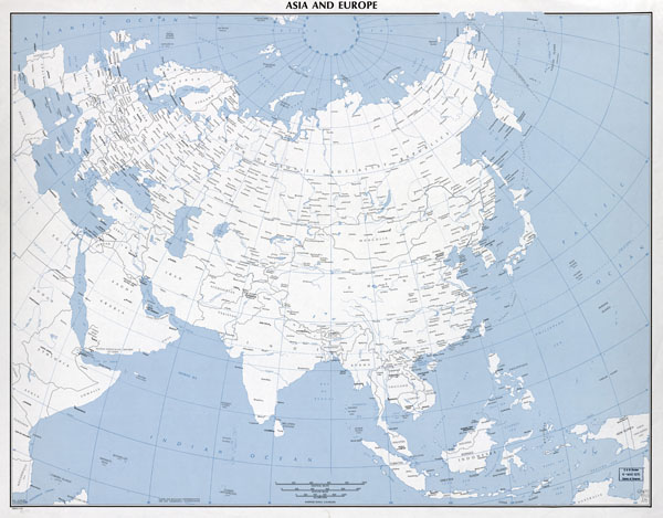 Large scale old political map of Asia and Europe - 1975.