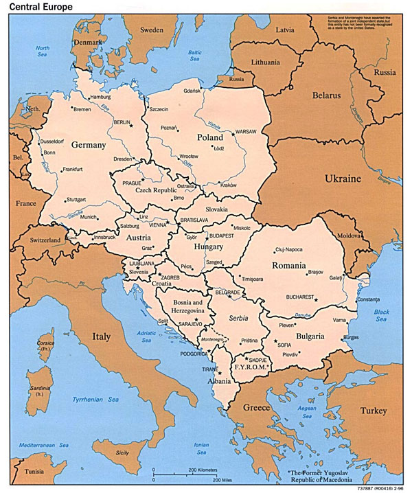 Political map of Central Europe - 1996.