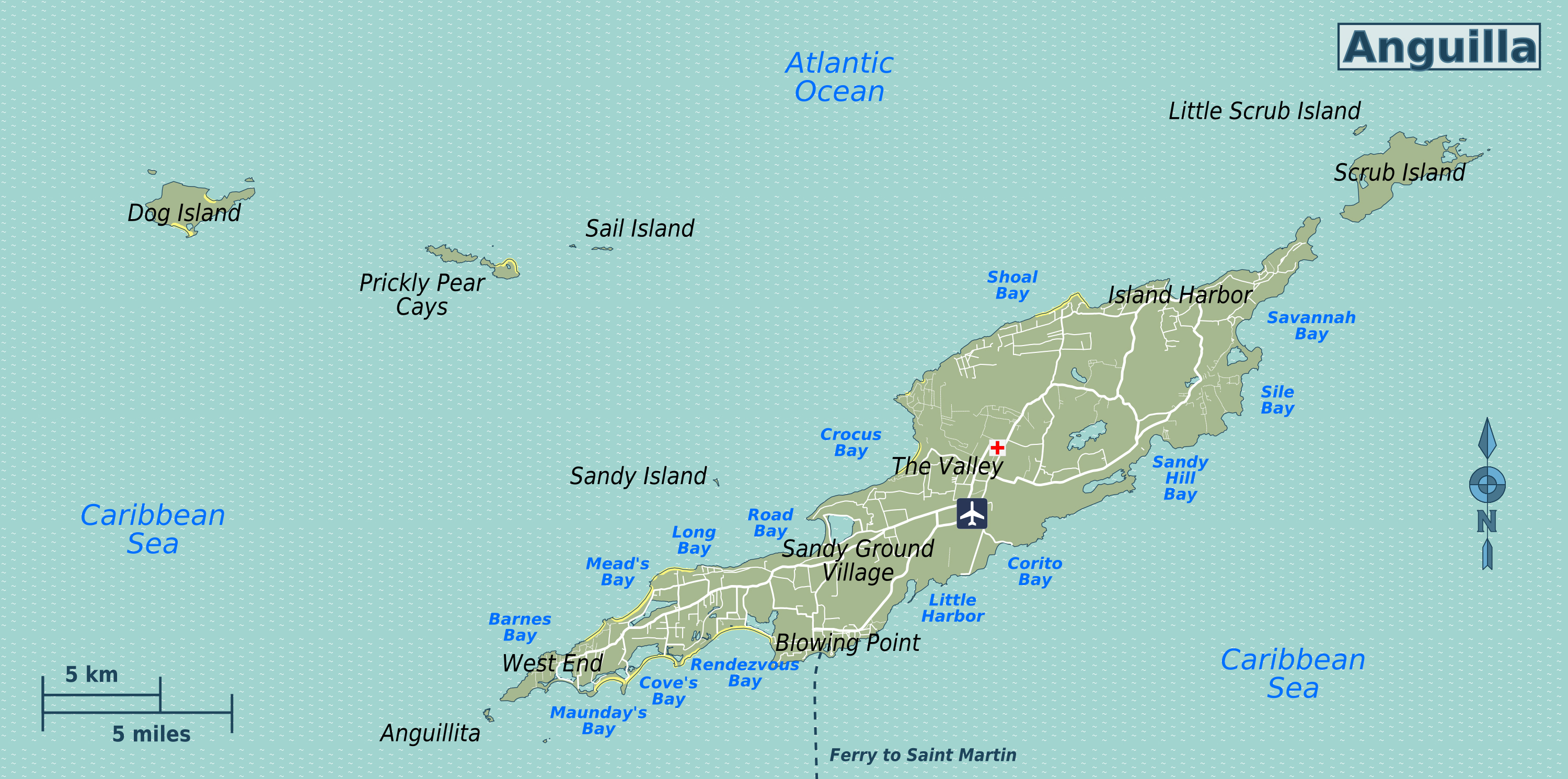 Detailed Road Map Of Anguilla 