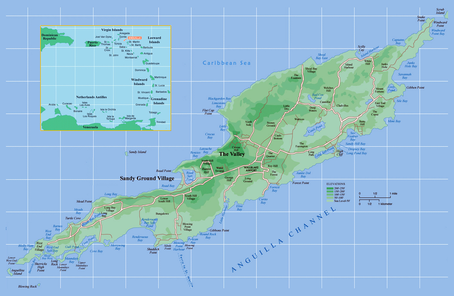 Large Detailed Political Map Of Anguilla 
