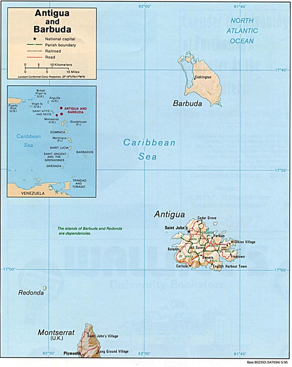 Political map of Antigua and Barbuda. Antigua and Barbuda political map.