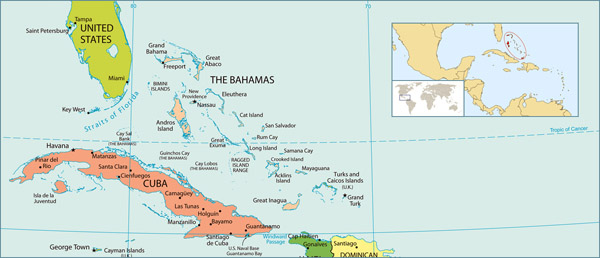 Full political map of Bahamas. Bahamas full political map.