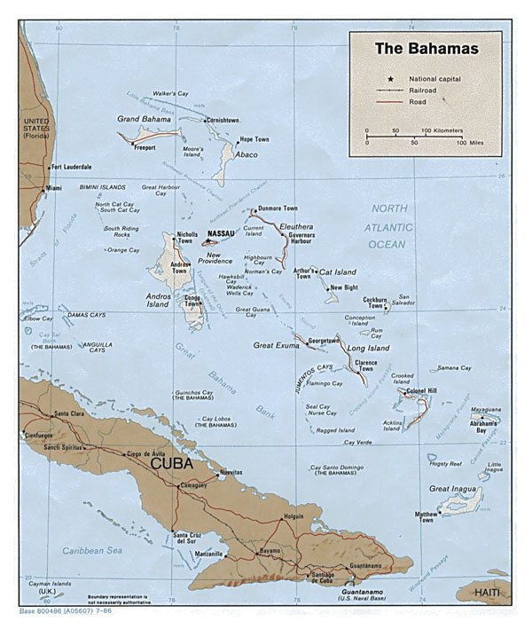 Large detailed political and relief map of Bahamas.