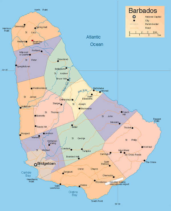 Detailed administrative map of Barbados. Barbados detailed administrative map.