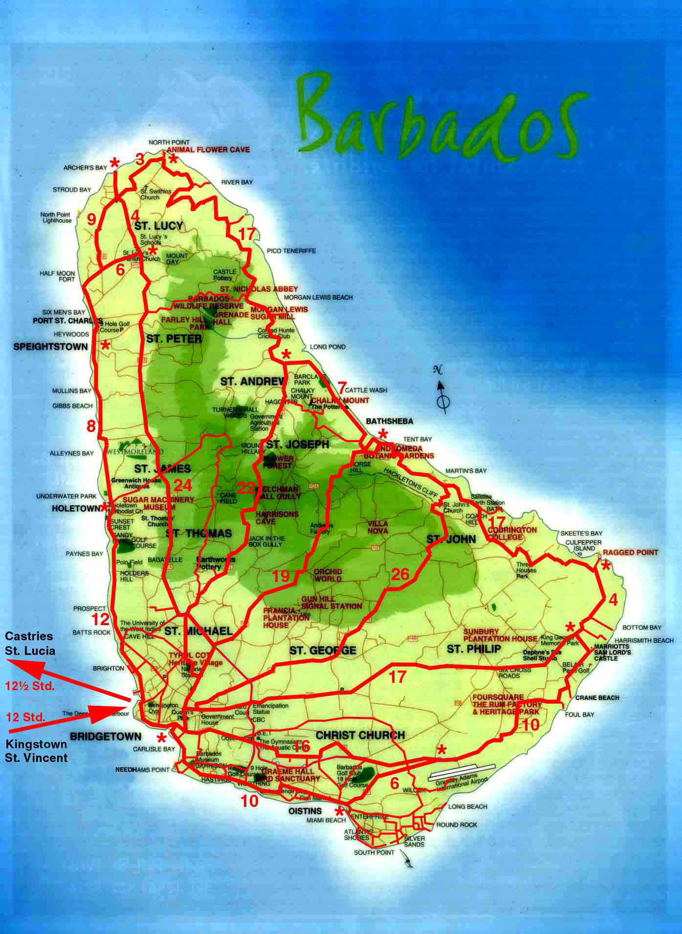 Detailed Topographical Map Of Barbados 