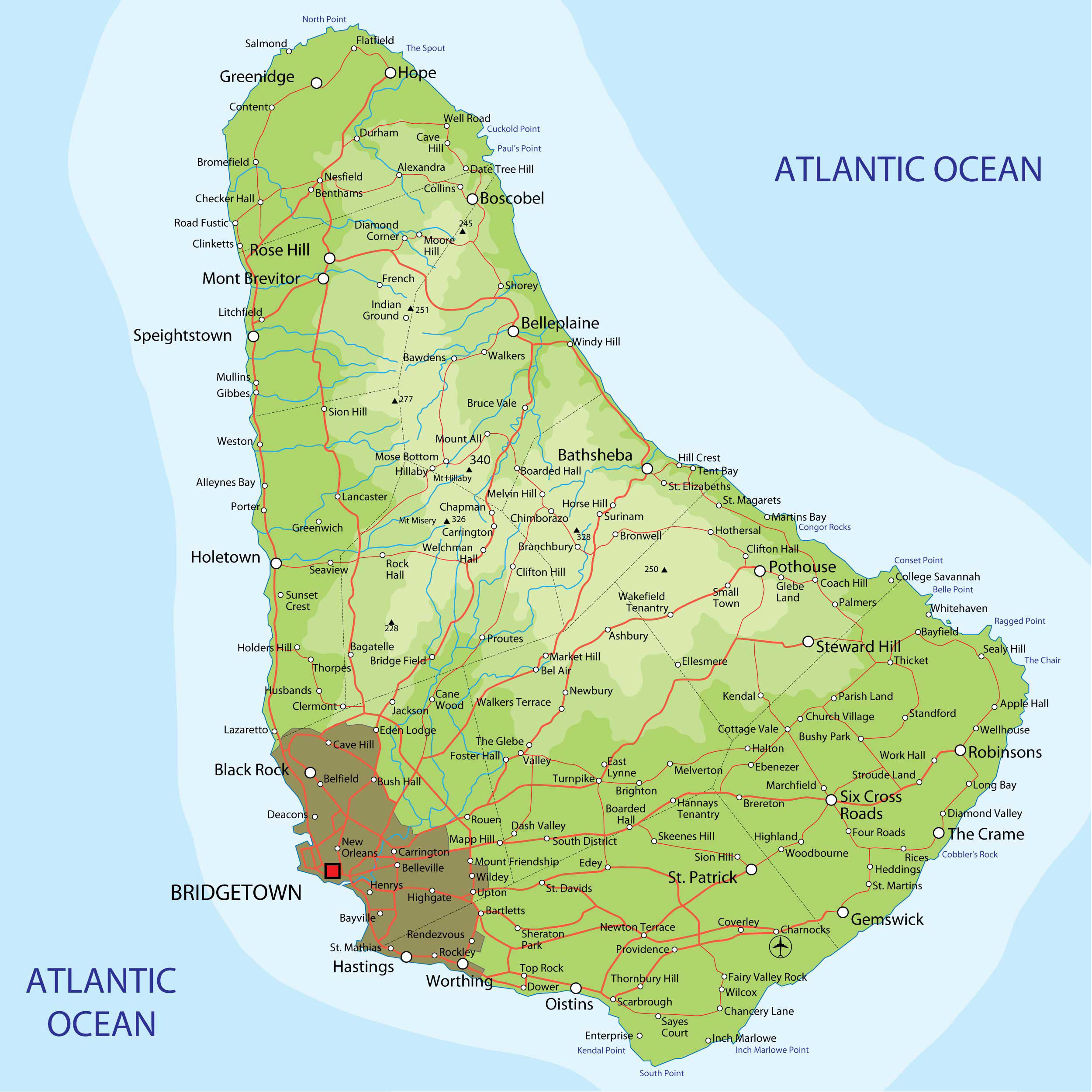 Barbados Regionen Karte