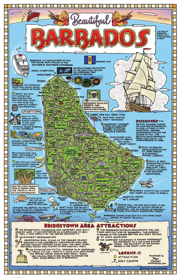 Large detailed tourist map of Barbados. Barbados large detailed tourist map.