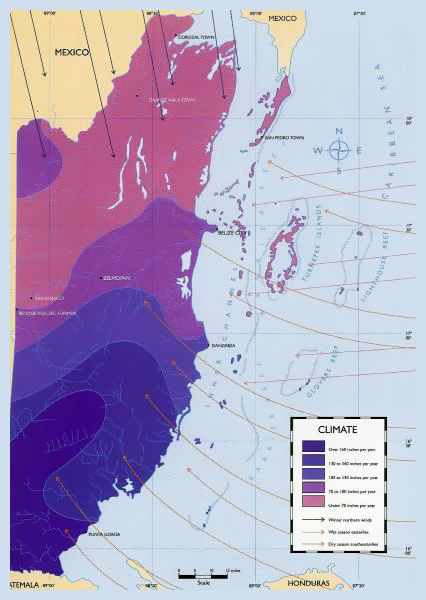 Climate map of Belize. Belize climate map.