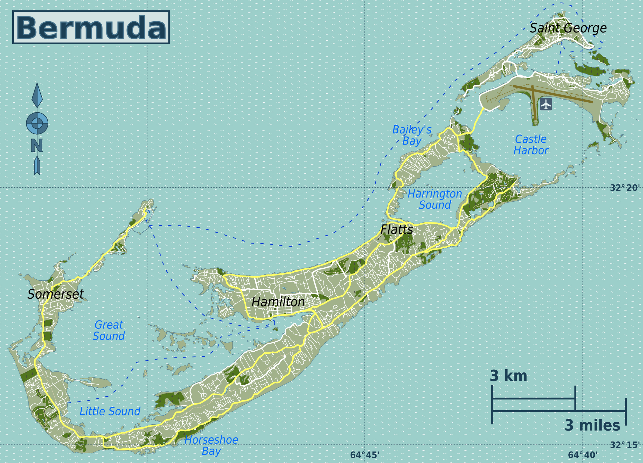 Detailed Road Map Of Bermuda 