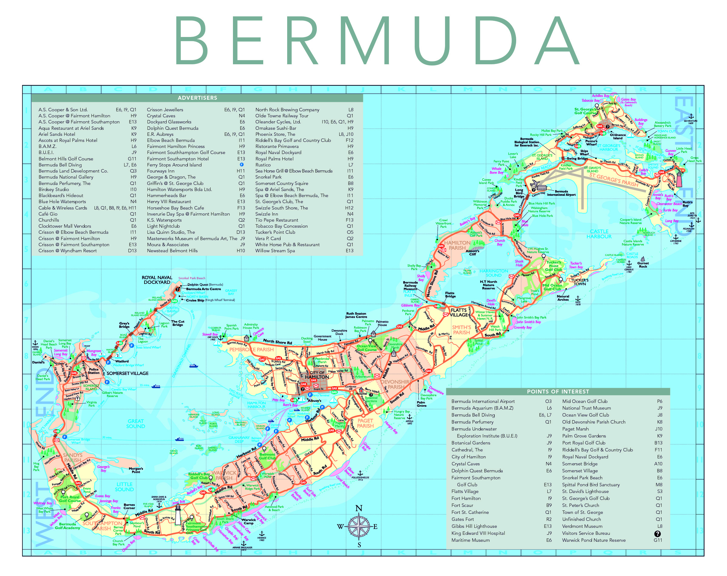 Printable tourist map of bermuda