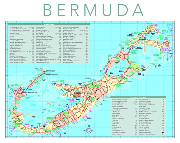 Detailed tourist map of Bermuda. Bermuda detailed tourist map.