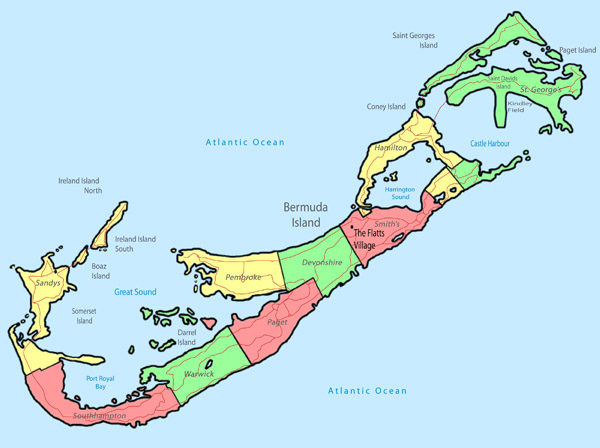 Large detailed administrative map of Bermuda.