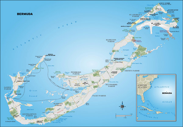 Large detailed road and political map of Bermuda.