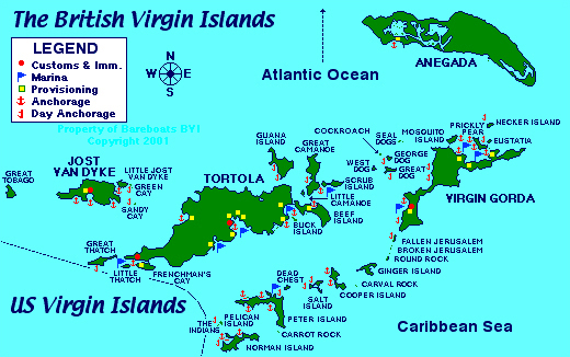 Detailed road, administrative, physical and topographical maps of British Virgin Islands.