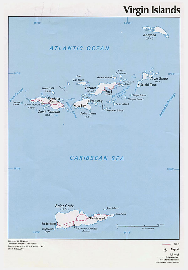 Detailed political map of British Virgin Islands.