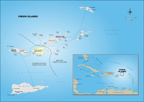 Large detailed political map of British Virgin Islands.