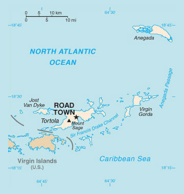 Political map of British Virgin Islands. British Virgin Islands political map.