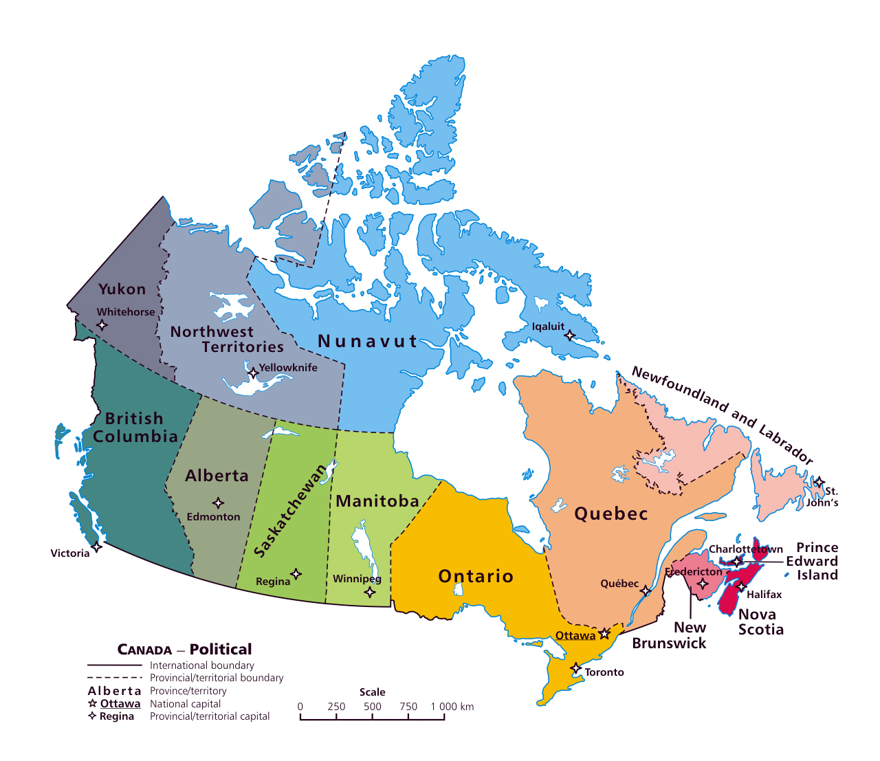 Detailed administrative map of Canada. Canada detailed administrative