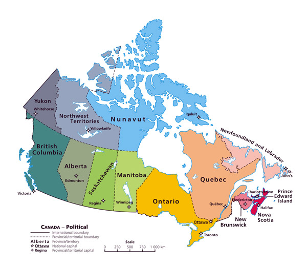 Detailed administrative map of Canada. Canada detailed administrative map.