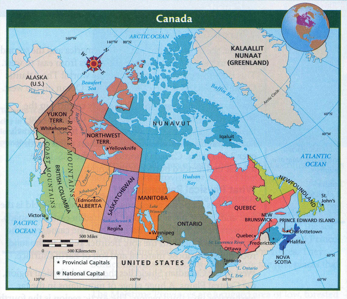 Detailed Political And Administrative Map Of Canada With Major