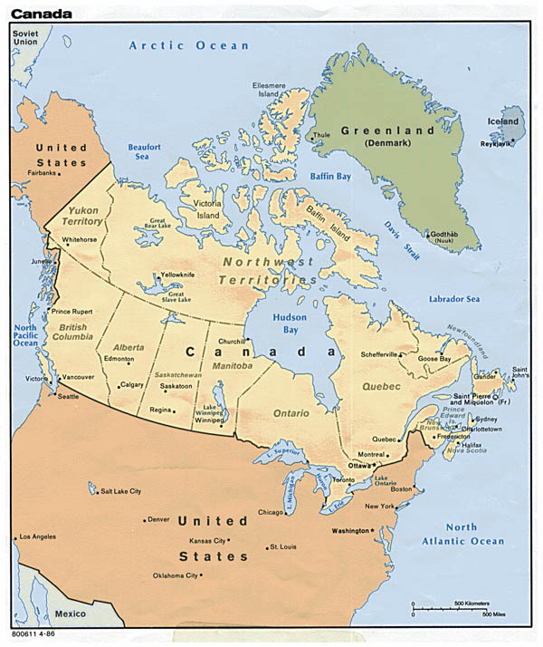 Detailed political map of Canada. Canada detailed political map.