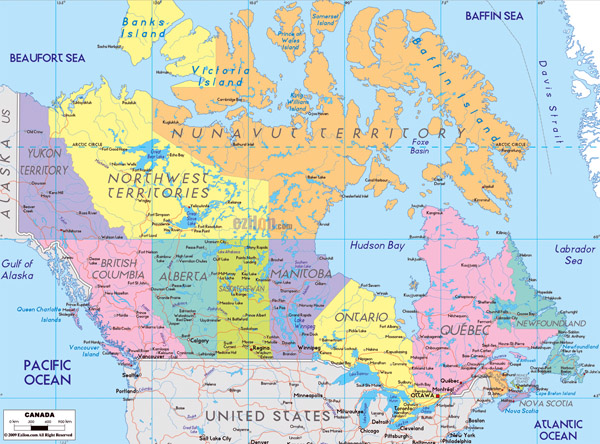 Large detailed administrative map of Canada. Canada large detailed administrative map.