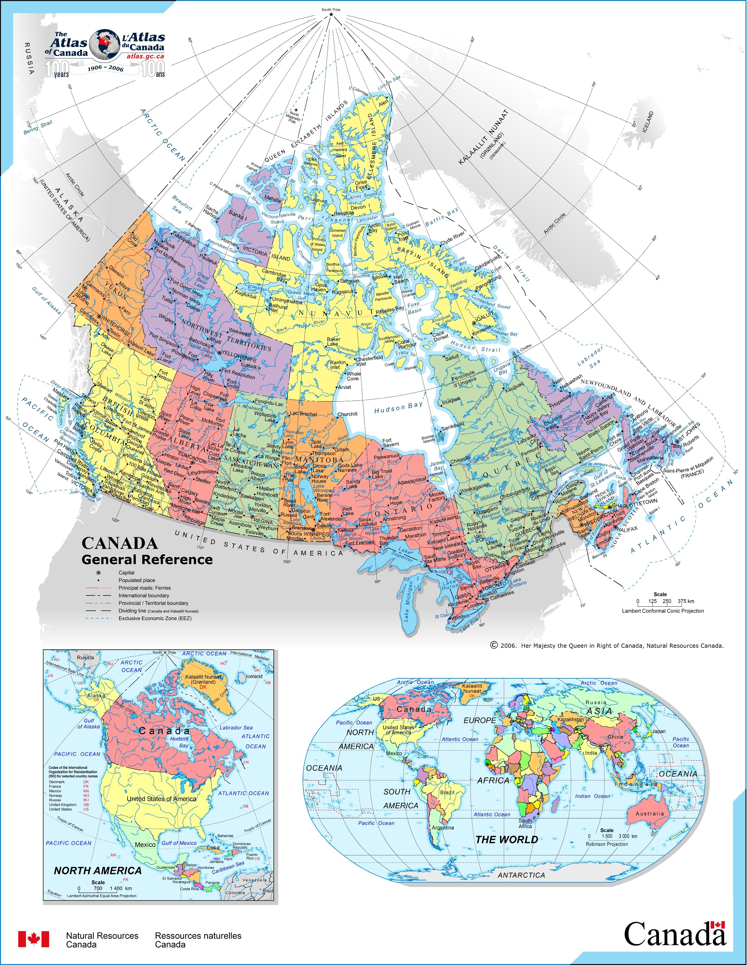 Large detailed full political and administrative map of Canada