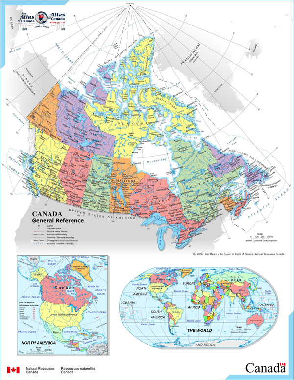 Large detailed full political and administrative map of Canada.