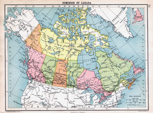 Large detailed old political and administrative map of Canada - 1922.