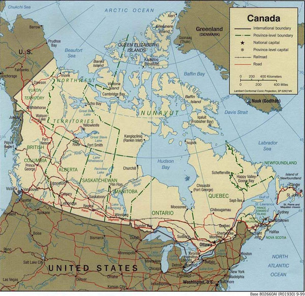 Large detailed political map of Canada. Canada large detailed political map.