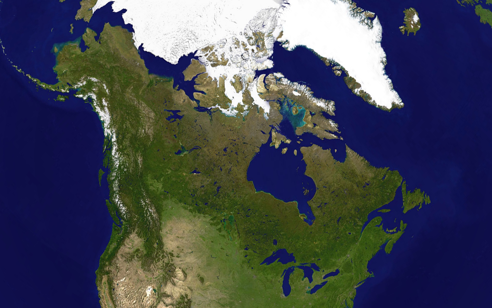 Large detailed satellite map of Canada. Canada large detailed satellite