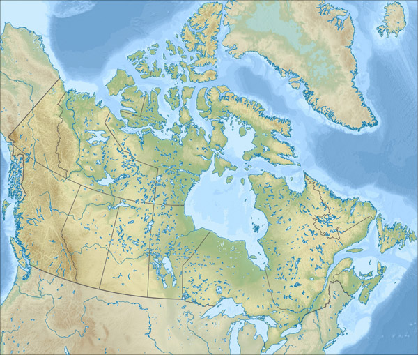 Large relief map of Canada. Canada large relief map.