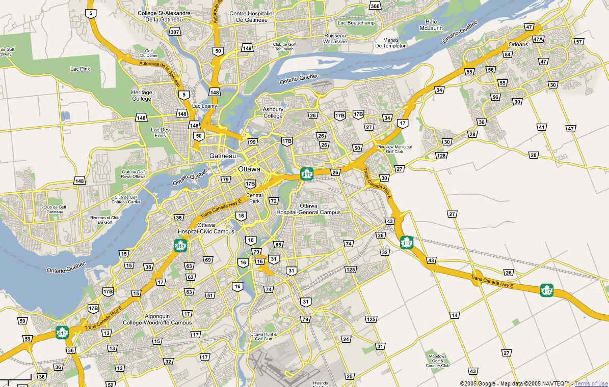 Large road map of Ottawa city. Ottawa large road map | Vidiani.com