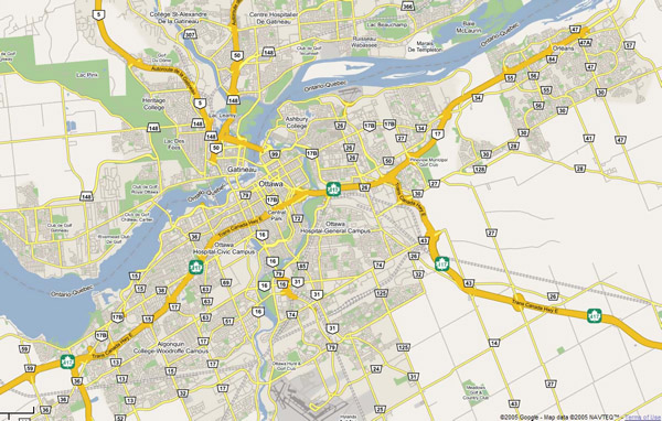 Ottawa large road map. Large road map of Ottawa city.