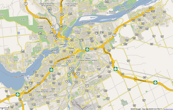 Ottawa large road map. Large road map of Ottawa city.