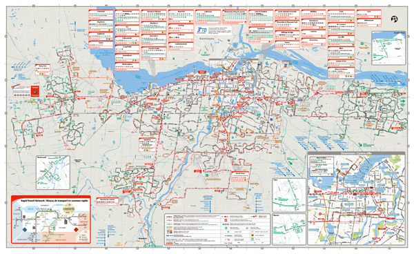 Large scale map of regional transit commission system of Ottawa - Carleton, 2011 - 2012.