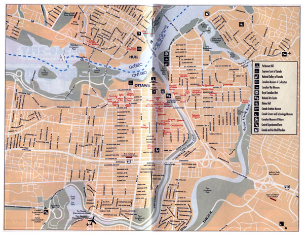 Large tourist map of Ottawa city. Ottawa large tourist map.